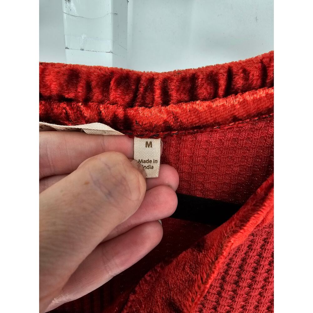 Soft Surroundings Sz M Cajun Red Orange Waffle Ve… - image 4